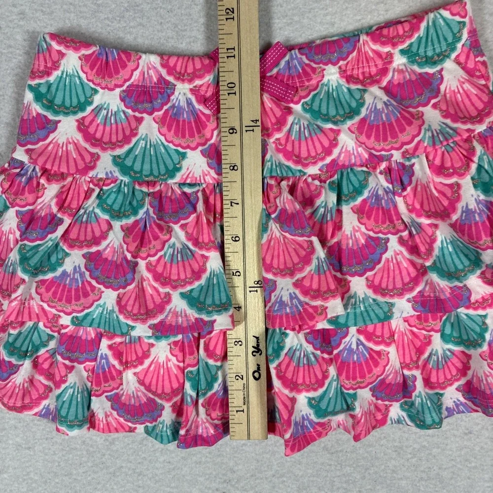 Tommy Bahama Skort Girls Medium 7/8 Pink Seashell Print Ruffle Beach Vacation